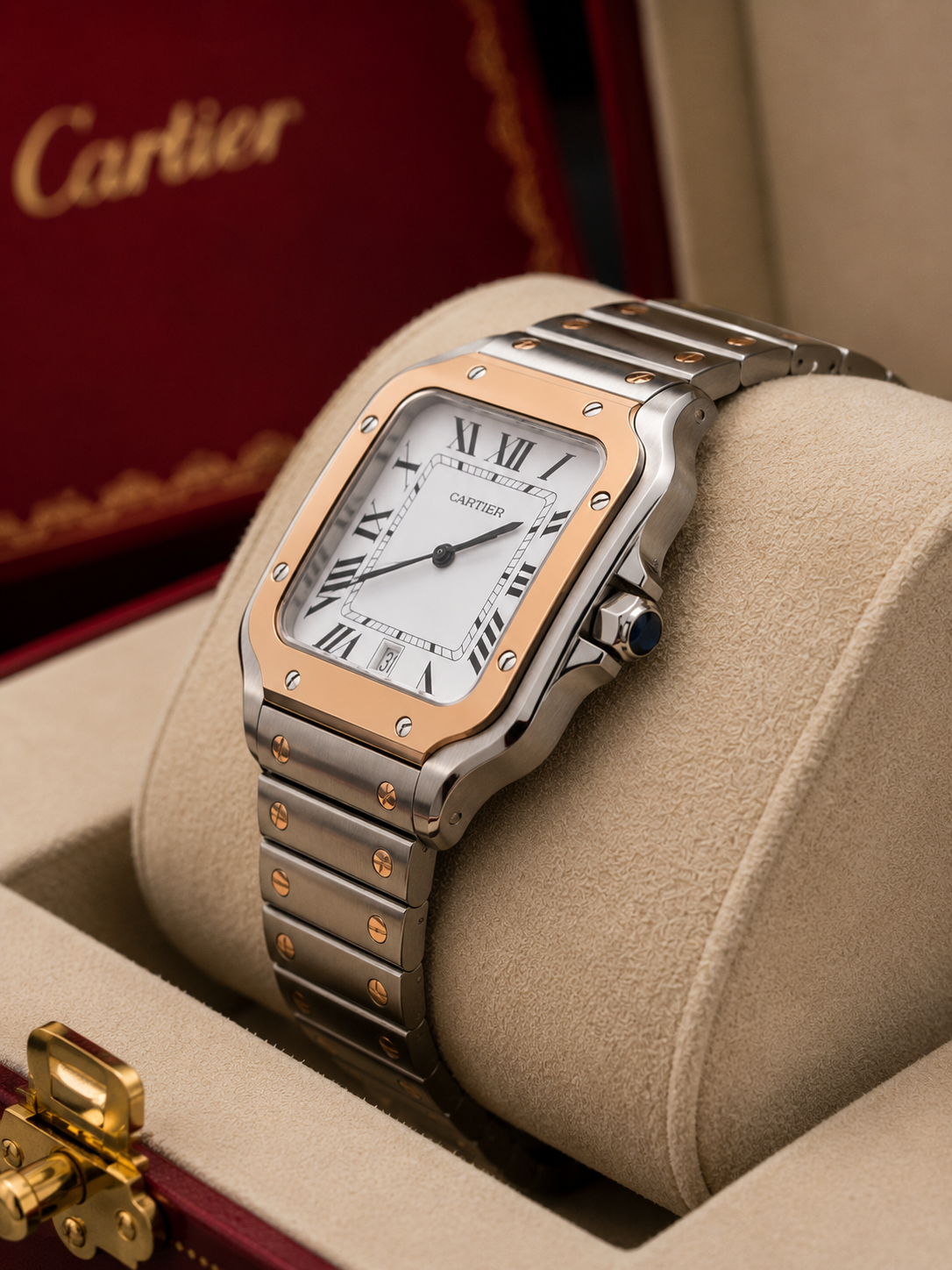SANTOS DE CARTIER ACERO Y ORO ROSA – 40 MM