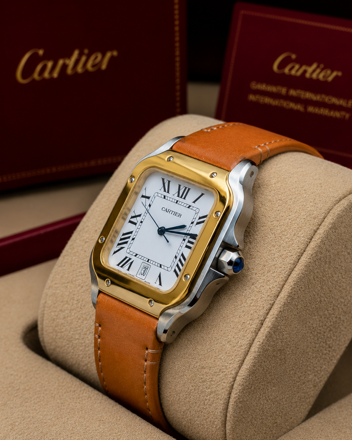CARTIER SANTOS DE CARTIER BICOLOR CUERO – 40 MM