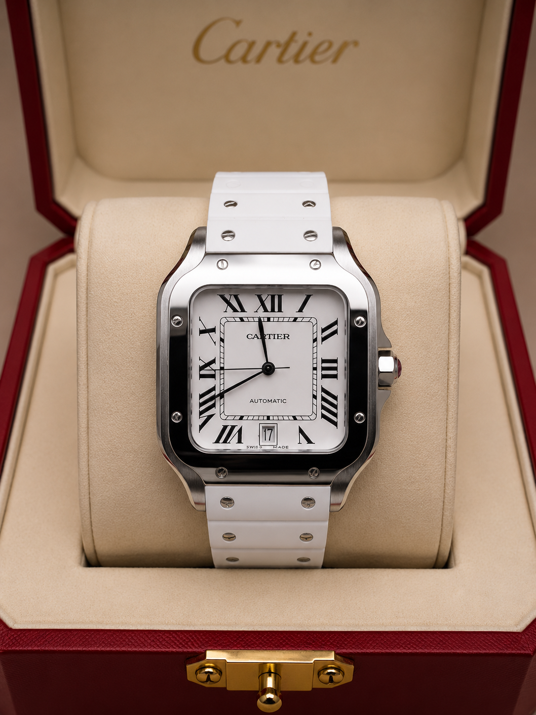 CARTIER SANTOS ACERO CAUCHO BLANCO – 40 MM