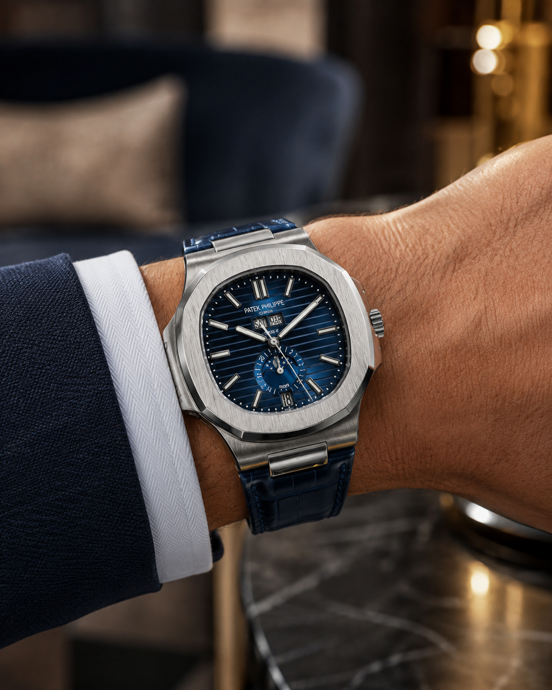 PATEK PHILIPPE NAUTILUS CALENDARIO ANUAL FASE LUNAR AZUL