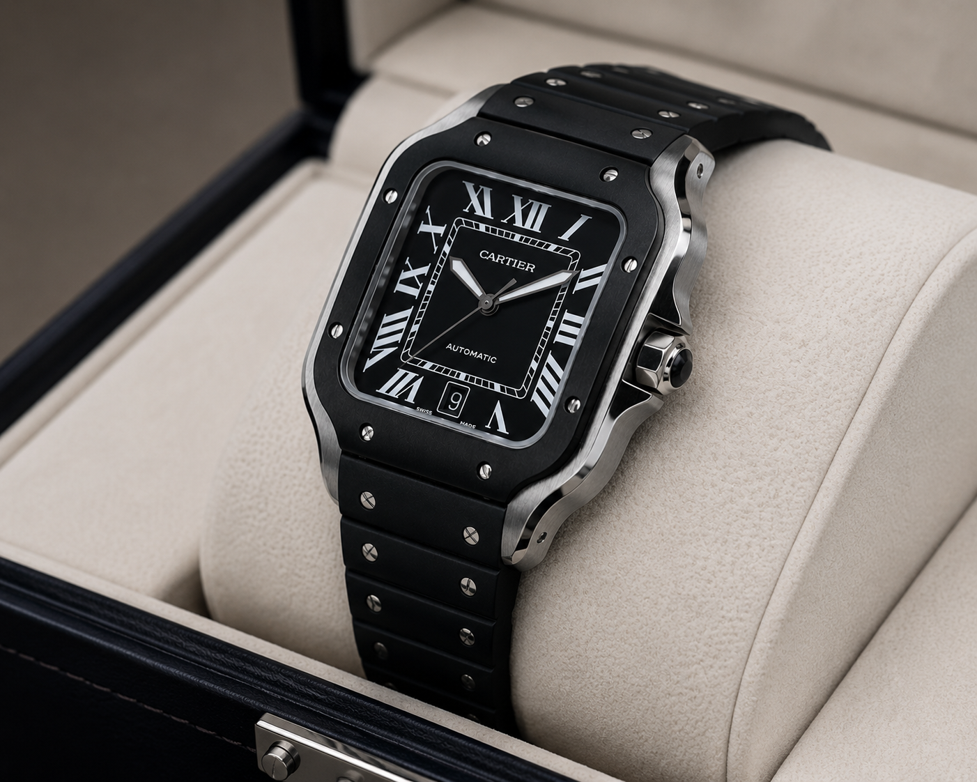 CARTIER SANTOS DE CARTIER AUTOMÁTICO 40 MM – ESFERA NEGRA | BISEL NEGRO