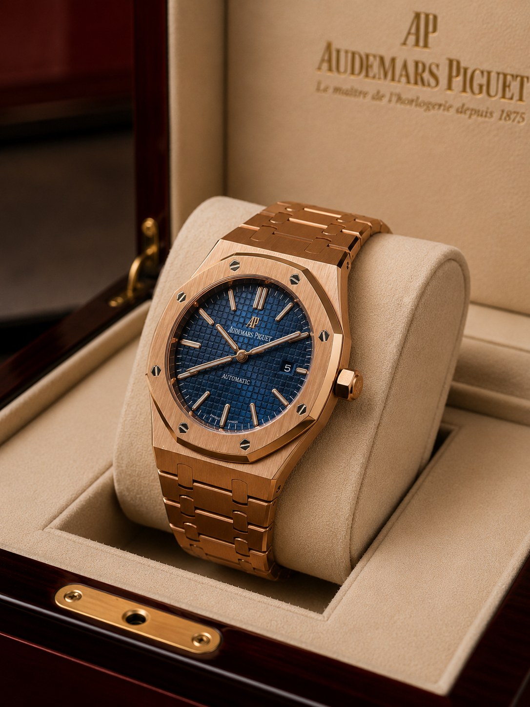 AUDEMARS PIGUET ROYAL OAK AUTOMÁTICO 41 MM – ESFERA AZUL | ACABADO ORO ROSA