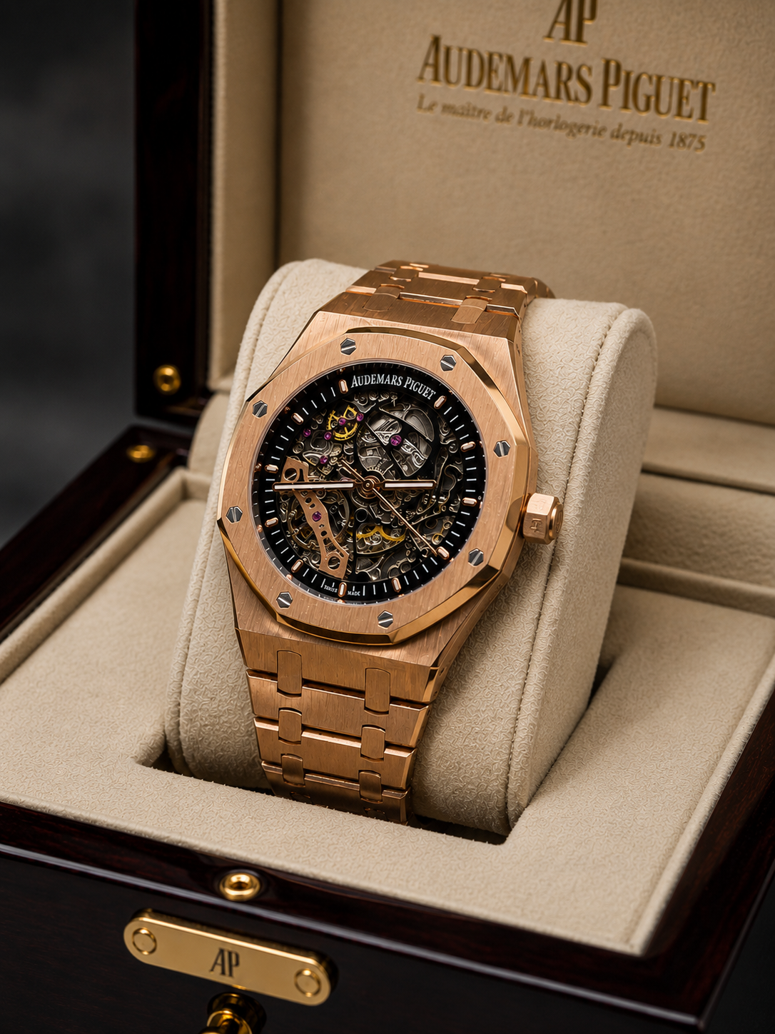 AUDEMARS PIGUET ROYAL OAK SKELETON 41 MM – ORO ROSA / ESFERA NEGRA