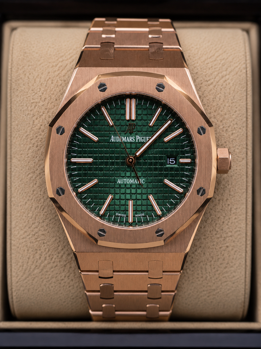 AUDEMARS PIGUET ROYAL OAK AUTOMATIC 41 MM – ORO ROSA / ESFERA VERDE