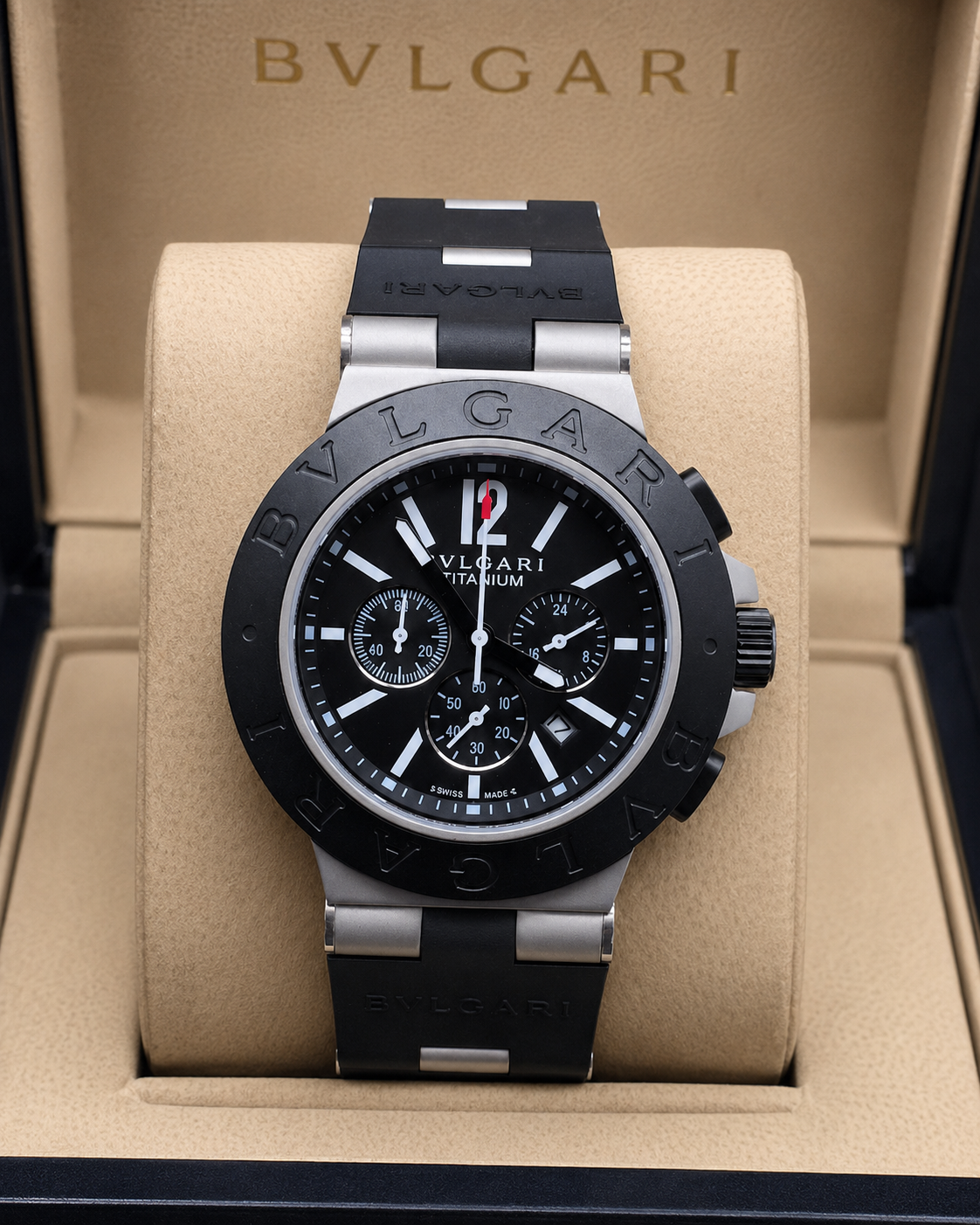 BVLGARI ALUMINIUM CHRONOGRAPH 40 MM – CORREA DE CAUCHO