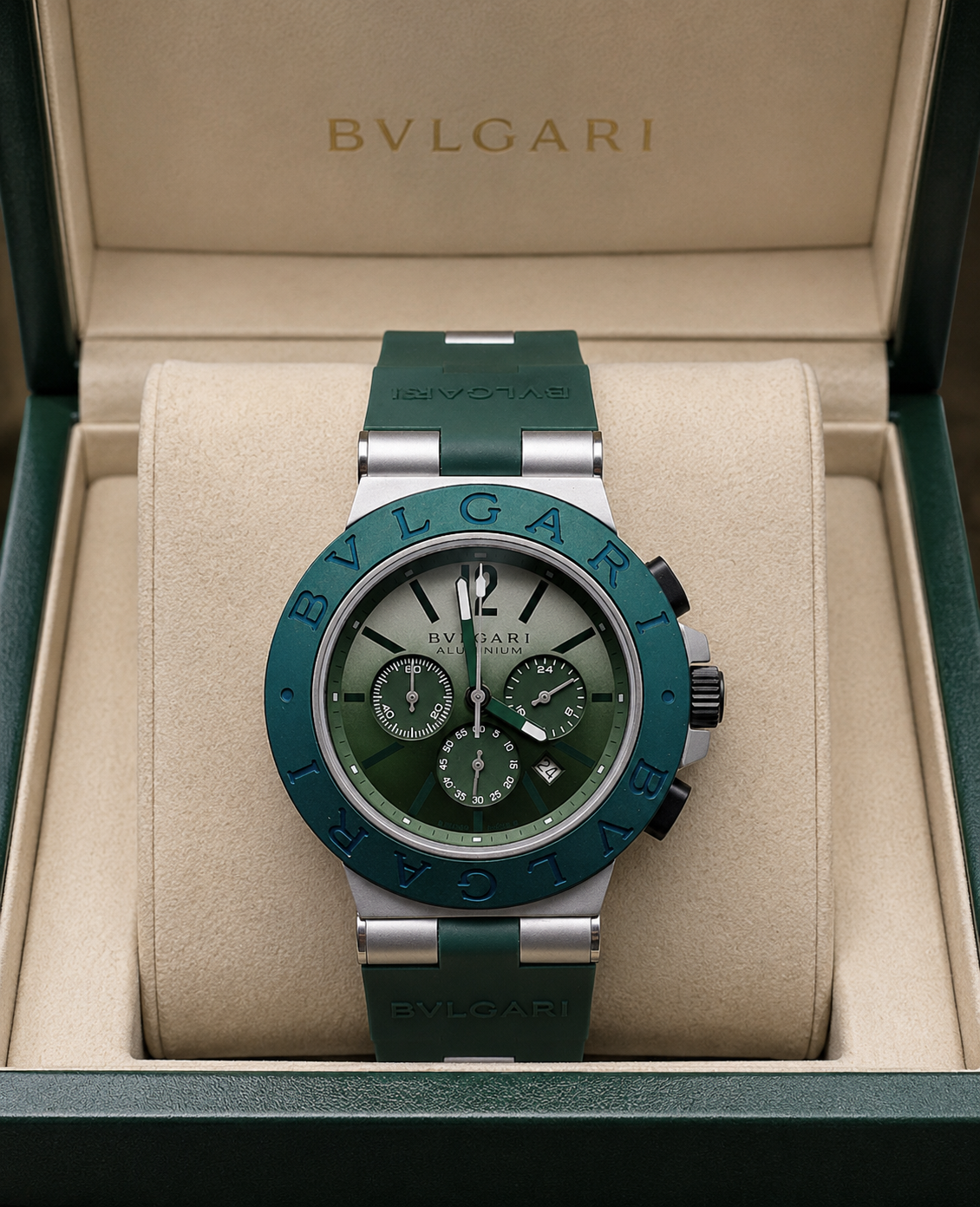 BVLGARI ALUMINIUM CHRONOGRAPH 40 MM – CORREA DE CAUCHO