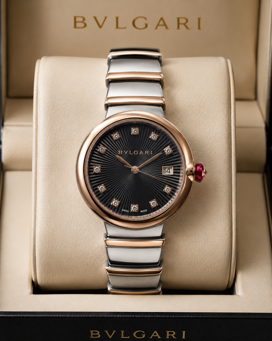BVLGARI LVCEA 33 MM – CUARZO – BRAZALETE BICOLOR EN ACERO INOXIDABLE