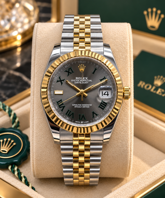 ROLEX DATEJUST DAMA 31 MM – ESFERA GRIS CON NÚMEROS ROMANOS VERDES