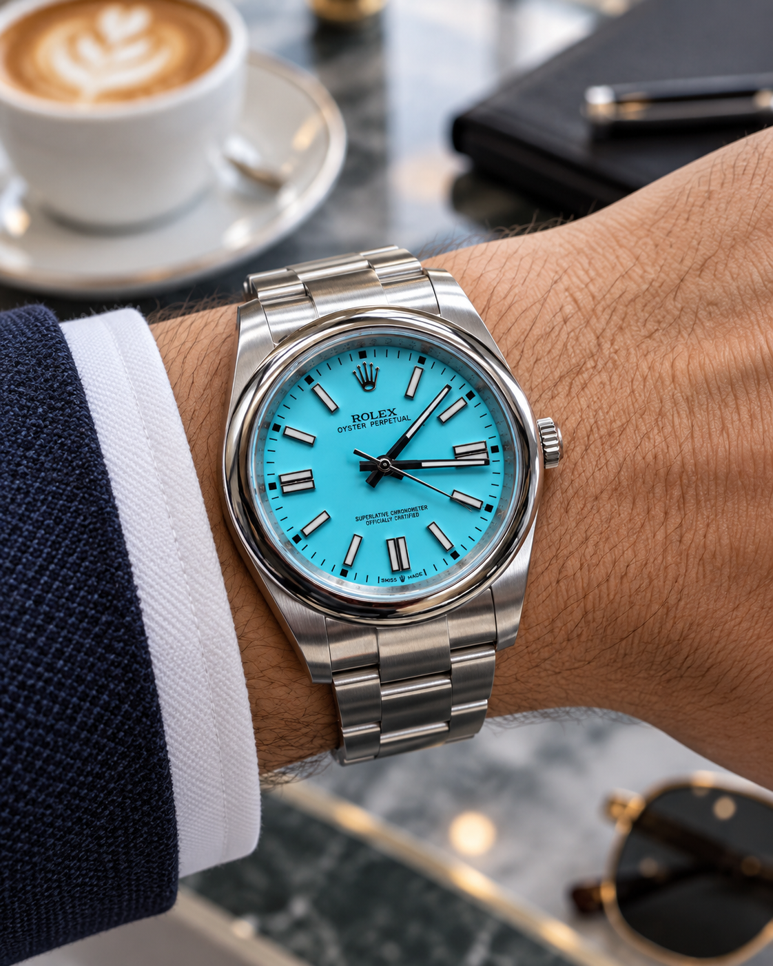 ROLEX OYSTER PERPETUAL 41 MM – ESFERA TURQUESA Y BRAZALETE OYSTER