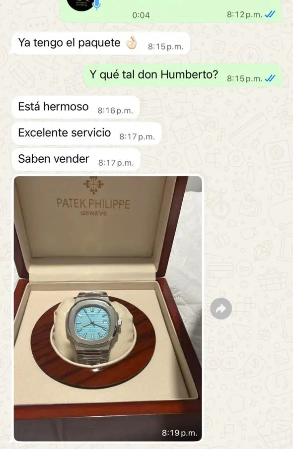 Cliente recibe su Patek Philippe: «Está hermoso. Excelente servicio»