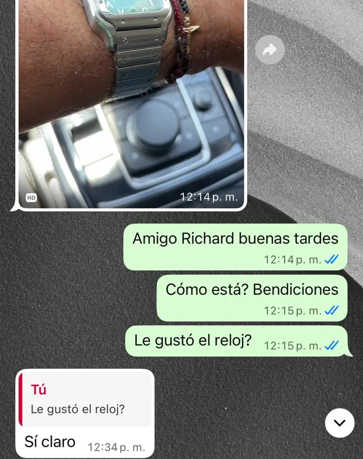 Cliente con su Cartier Santos: «Le gustó el reloj? Sí claro»