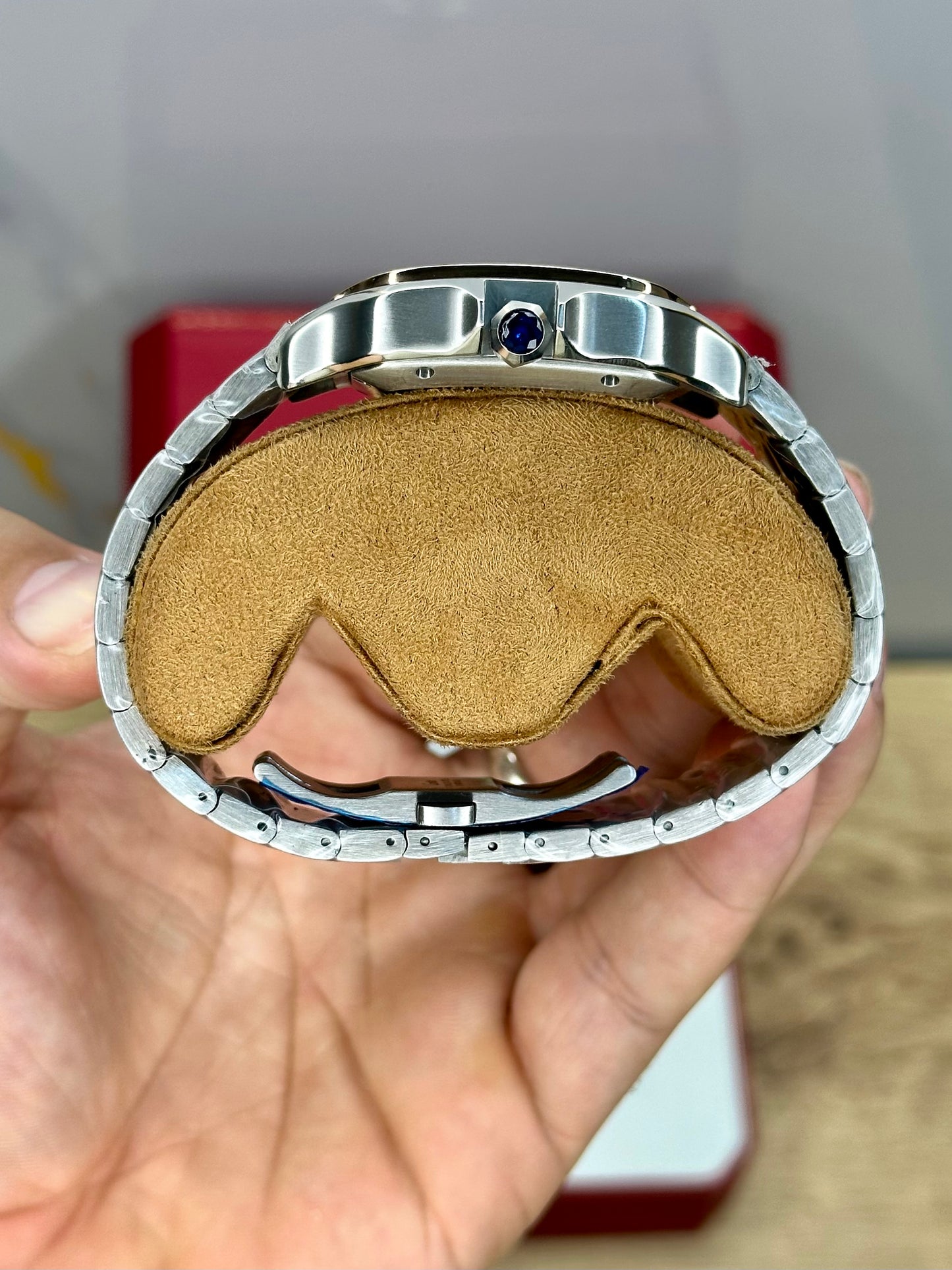 Cartier Santos Blue Dial Rose Gold Edition