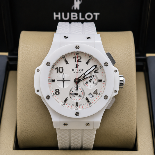 HUBLOT BIG BANG WHITE CERAMIC CHRONOGRAPH CABALLERO – 44 MM
