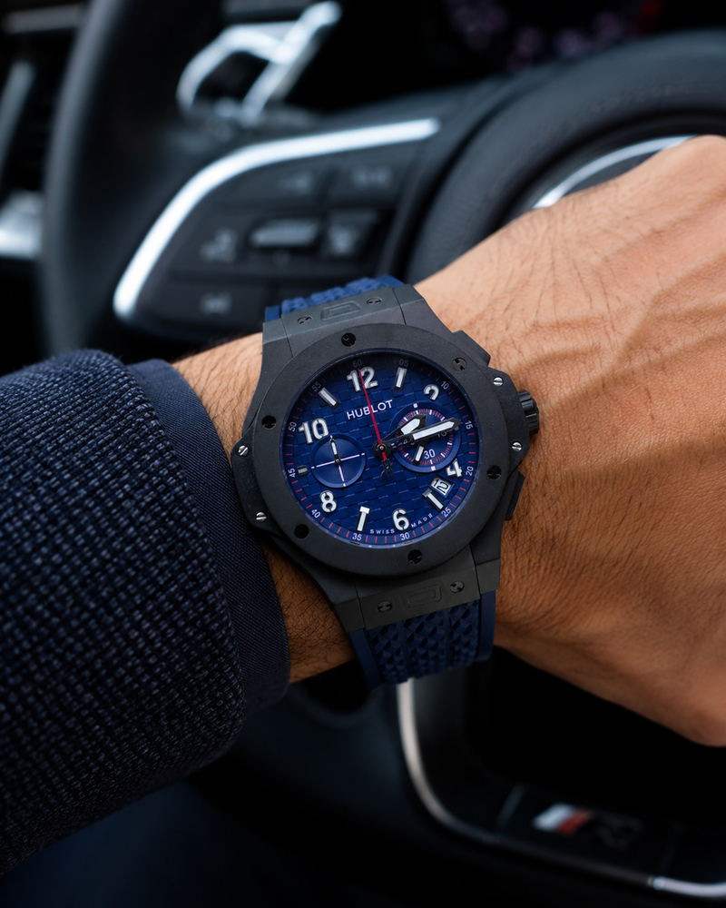 HUBLOT BIG BANG BLACK MAGIC BLUE CHRONOGRAPH CABALLERO – 44 MM