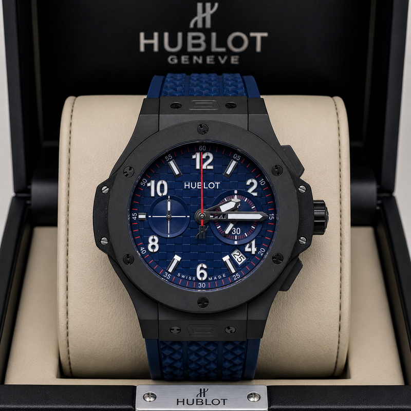 HUBLOT BIG BANG BLACK MAGIC BLUE CHRONOGRAPH CABALLERO – 44 MM