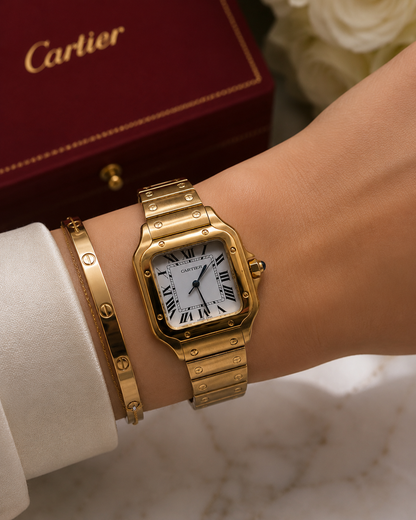 SANTOS DE CARTIER AUTOMÁTICO DORADO DAMA