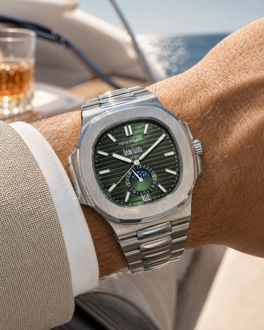 PATEK PHILIPPE NAUTILUS ANNUAL CALENDAR MOON PHASE 40.5 MM VERDE