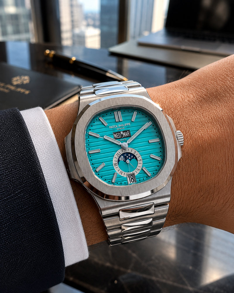 PATEK PHILIPPE NAUTILUS ANNUAL CALENDAR MOON PHASE 40.5 MM TURQUESA