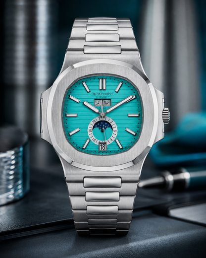 PATEK PHILIPPE NAUTILUS ANNUAL CALENDAR MOON PHASE 40.5 MM TURQUESA