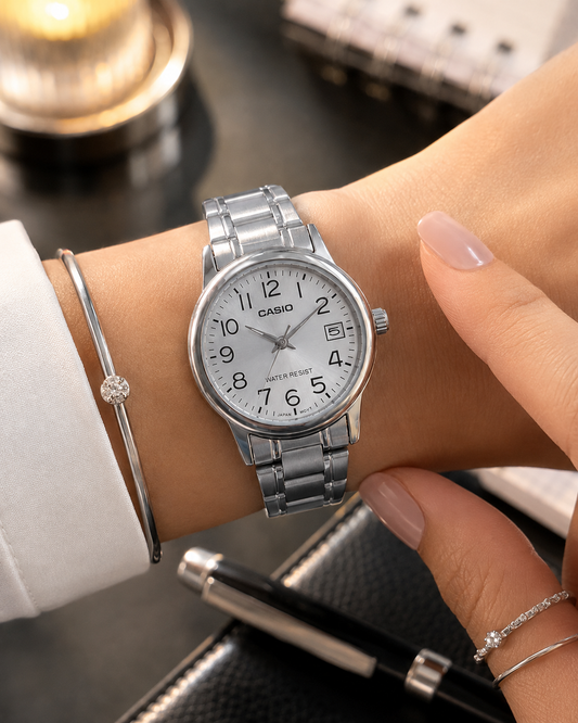 CASIO LTP-V002D-7BUDF PLATEADO ORIGINAL DAMA