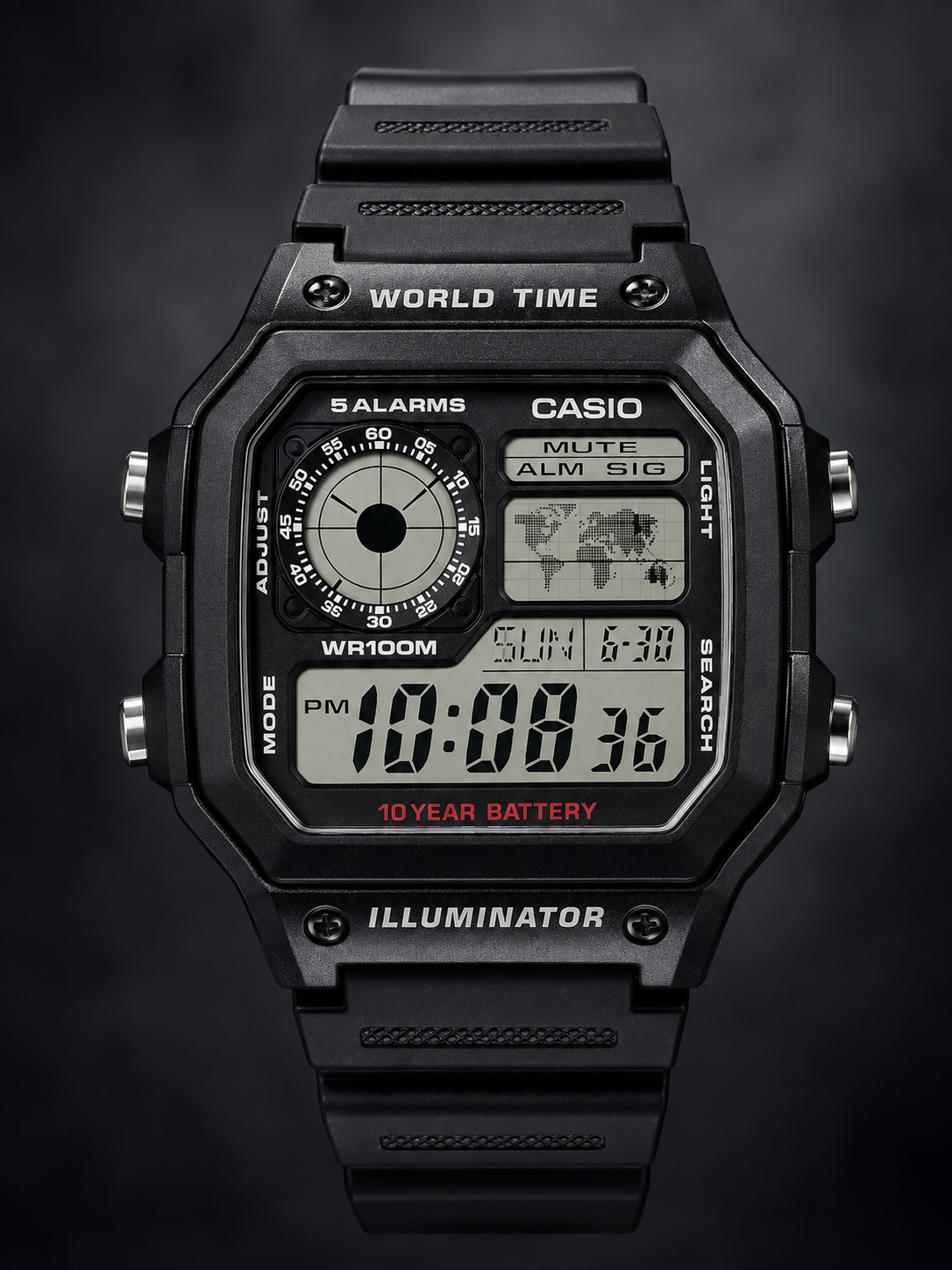 CASIO DIGITAL PARA HOMBRE AE-1200WH-1AVDF WORLD TIME NEGRO
