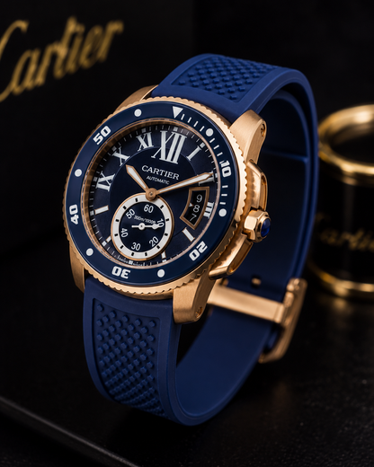 CARTIER CALIBRE DIVER AUTOMÁTICO AZUL ORO ROSA – 42 MM