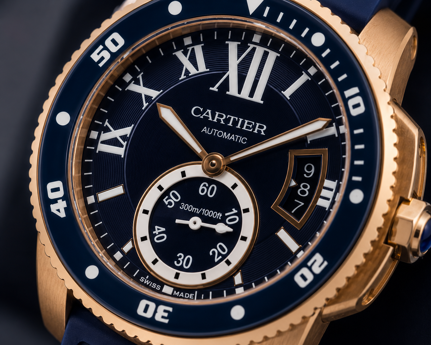 CARTIER CALIBRE DIVER AUTOMÁTICO AZUL ORO ROSA – 42 MM