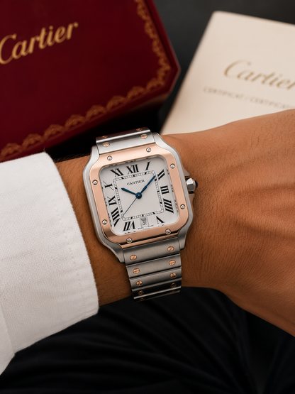 SANTOS DE CARTIER ACERO Y ORO ROSA – 40 MM