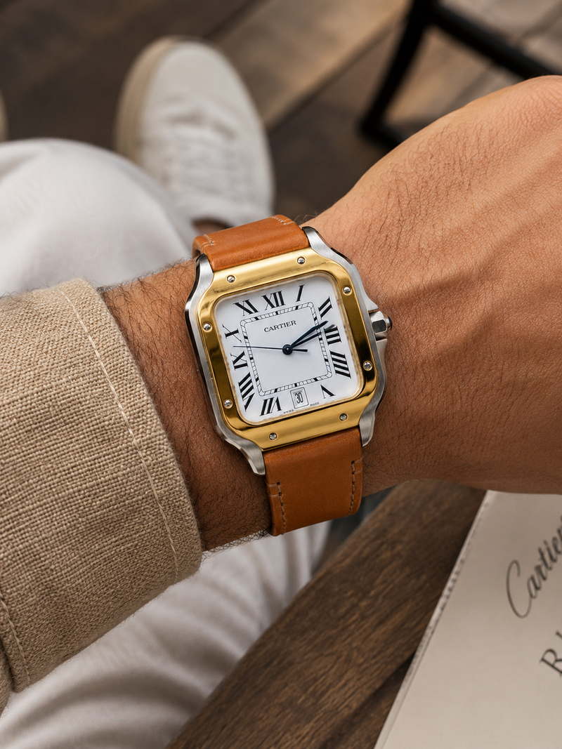 CARTIER SANTOS DE CARTIER BICOLOR CUERO – 40 MM