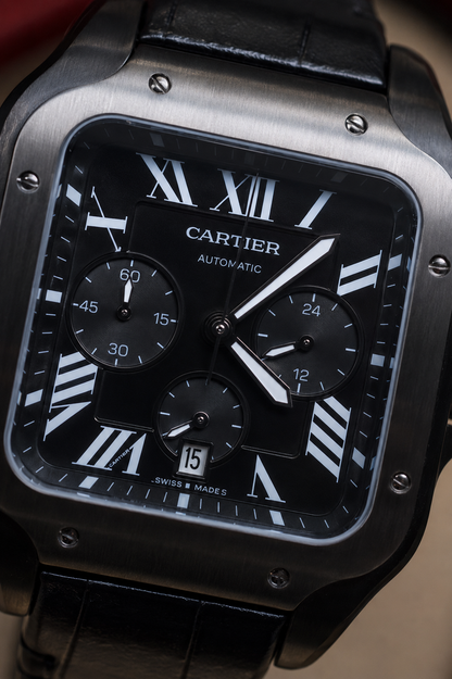 CARTIER SANTOS CHRONOGRAPH NEGRO CUERO – 40 MM
