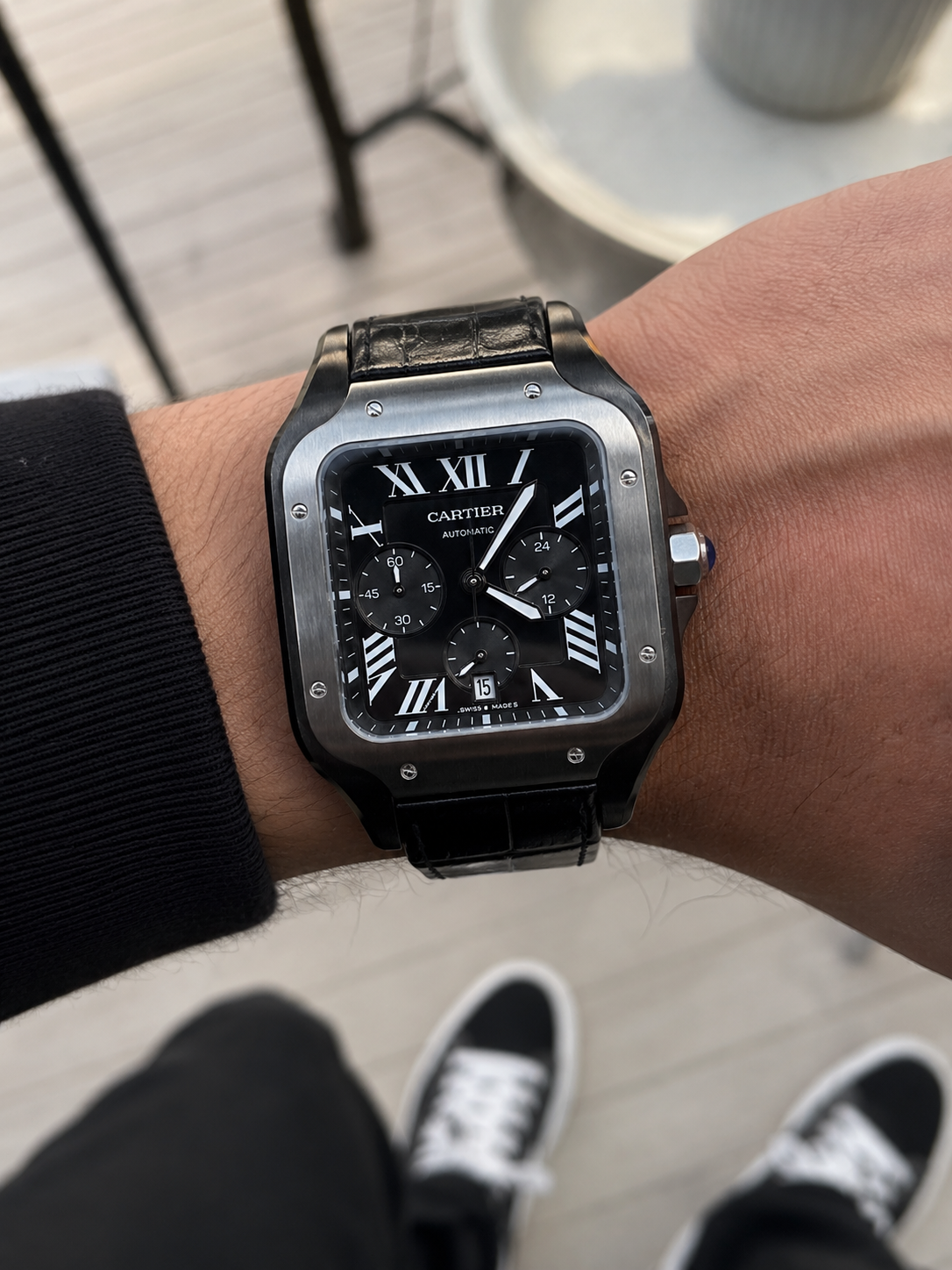 CARTIER SANTOS CHRONOGRAPH NEGRO CUERO – 40 MM