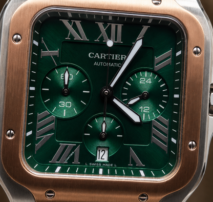CARTIER SANTOS CHRONOGRAPH ORO ROSA CUERO VERDE – 40 MM