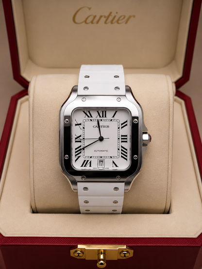 CARTIER SANTOS ACERO CAUCHO BLANCO – 40 MM