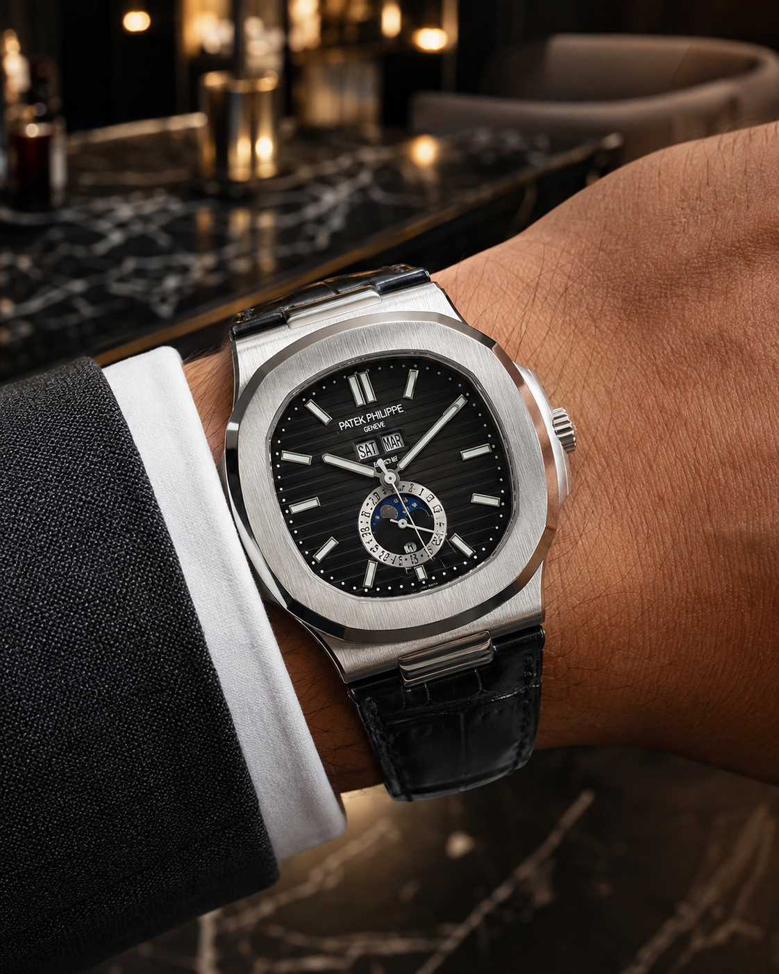 PATEK PHILIPPE NAUTILUS 5726A CALENDARIO ANUAL FASE LUNAR NEGRO