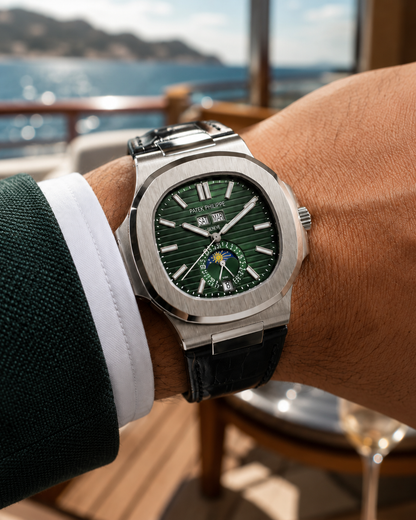 PATEK PHILIPPE NAUTILUS CALENDARIO ANUAL FASE LUNAR VERDE
