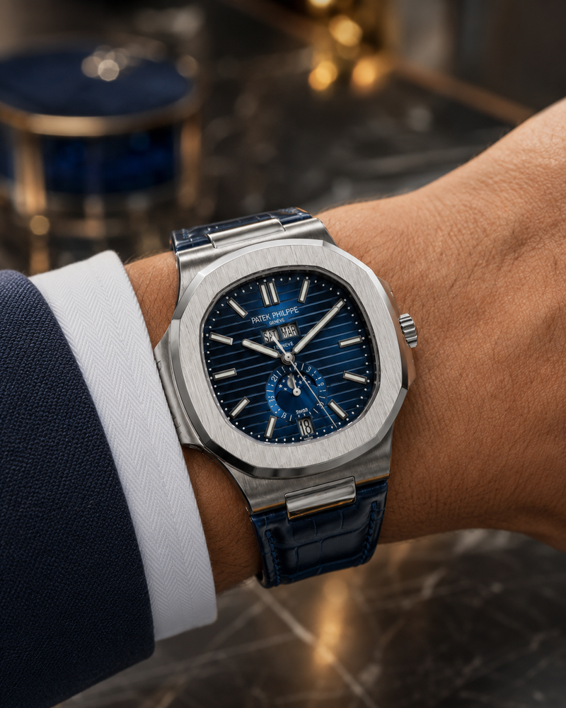 PATEK PHILIPPE NAUTILUS CALENDARIO ANUAL FASE LUNAR AZUL