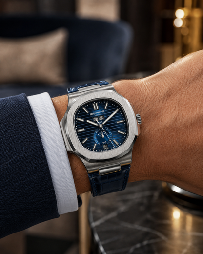 PATEK PHILIPPE NAUTILUS CALENDARIO ANUAL FASE LUNAR AZUL