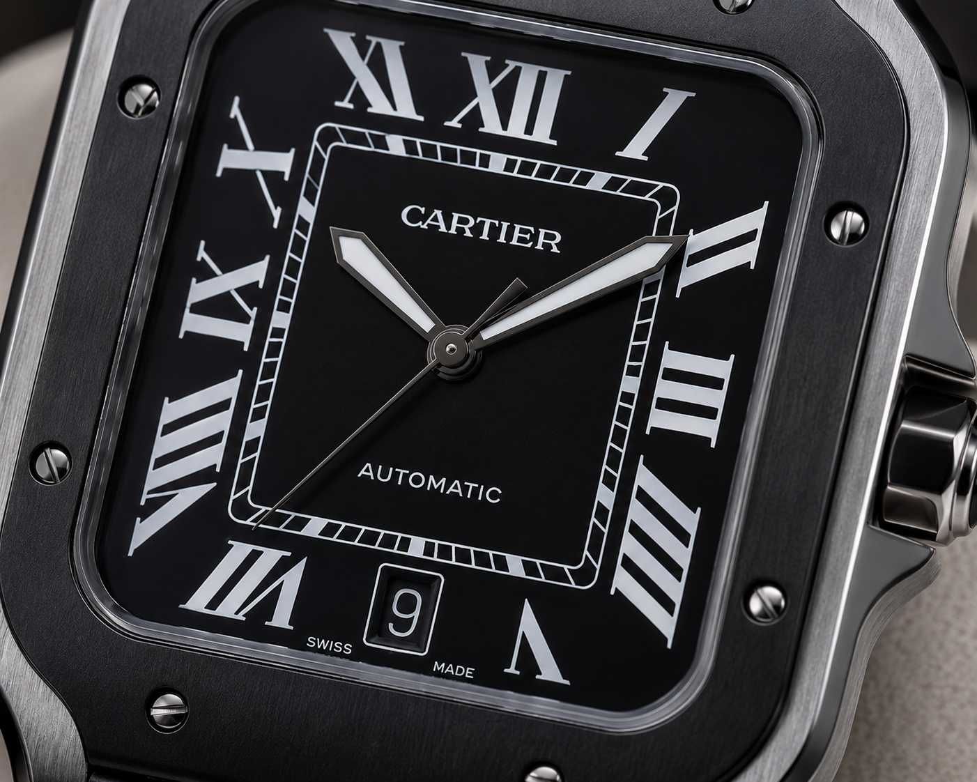 CARTIER SANTOS DE CARTIER AUTOMÁTICO 40 MM – ESFERA NEGRA | BISEL NEGRO