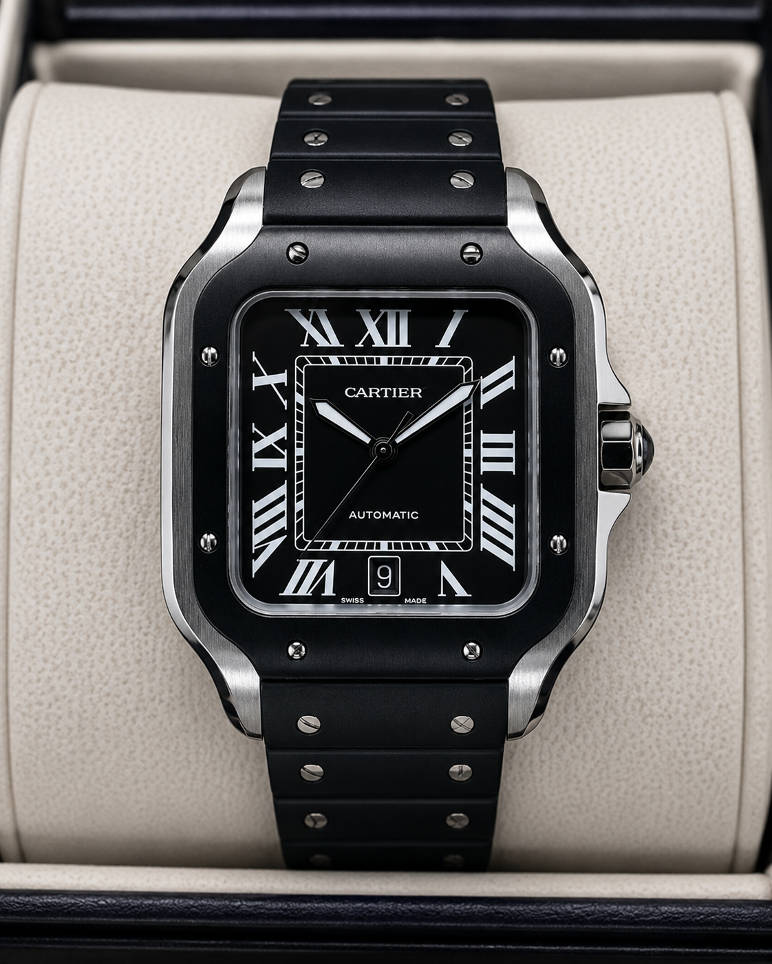 CARTIER SANTOS DE CARTIER AUTOMÁTICO 40 MM – ESFERA NEGRA | BISEL NEGRO