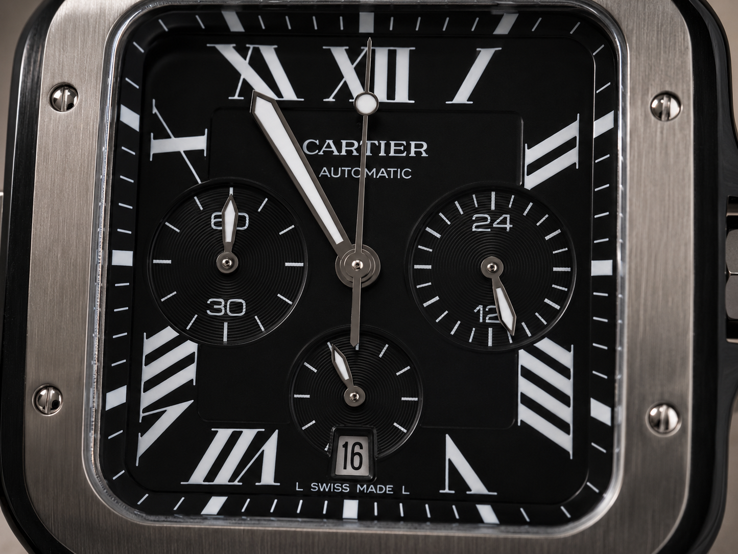 CARTIER SANTOS CHRONOGRAPH AUTOMÁTICO 42 MM – ALL BLACK | CORREA DE CAUCHO