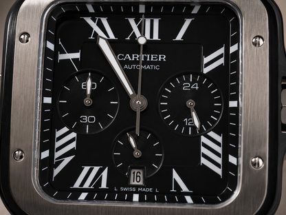 CARTIER SANTOS CHRONOGRAPH AUTOMÁTICO 42 MM – ALL BLACK | CORREA DE CAUCHO