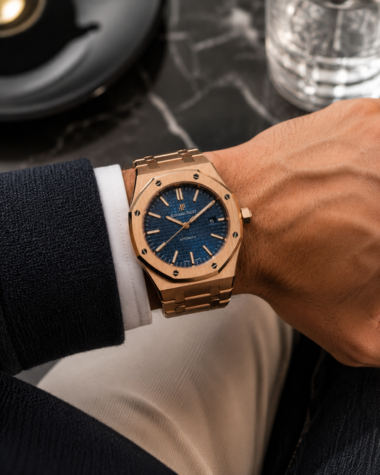 AUDEMARS PIGUET ROYAL OAK AUTOMÁTICO 41 MM – ESFERA AZUL | ACABADO ORO ROSA