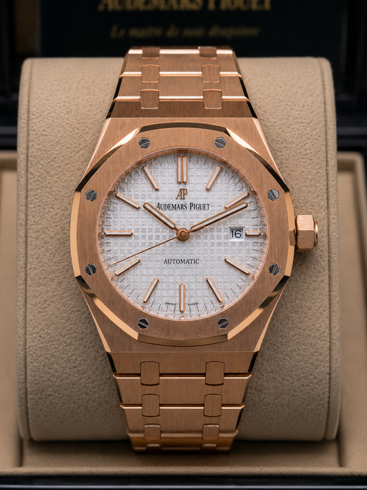 AUDEMARS PIGUET ROYAL OAK AUTOMATIC 41 MM – ORO ROSA / ESFERA PLATEADA