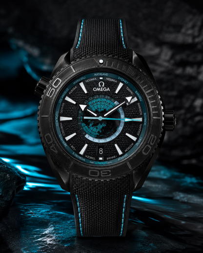 OMEGA SEAMASTER WORLDTIMER NEGRO Y TURQUESA