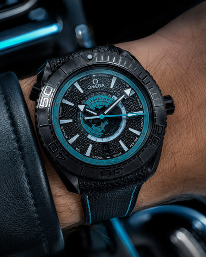 OMEGA SEAMASTER WORLDTIMER NEGRO Y TURQUESA