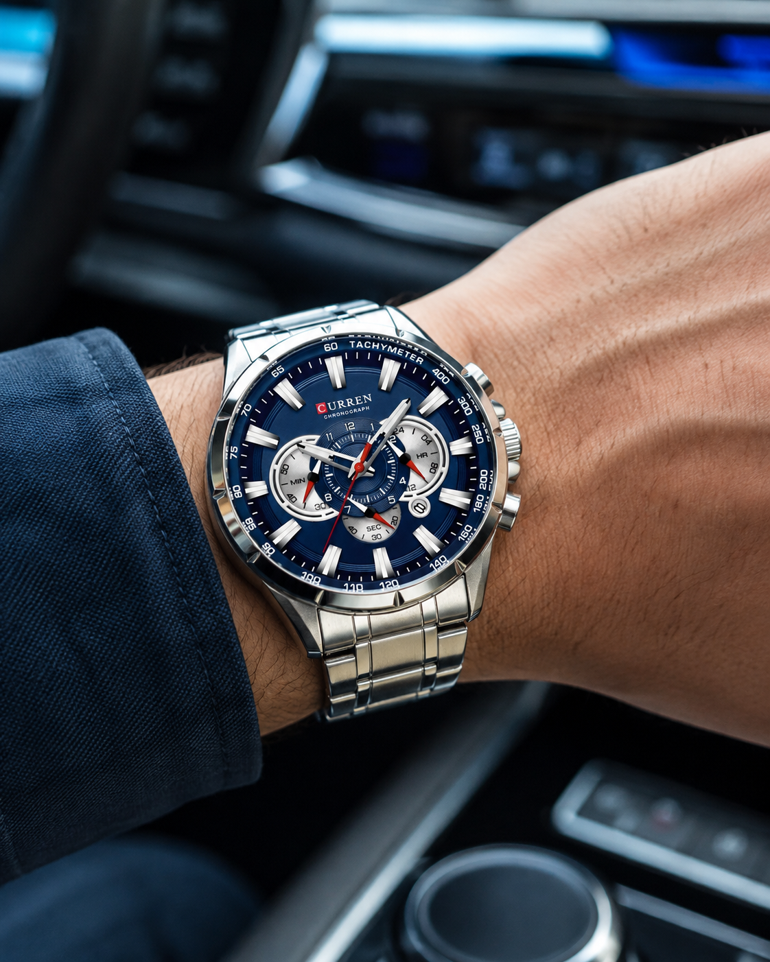 RELOJ CURREN 8363 PLATA AZUL CRONÓGRAFO