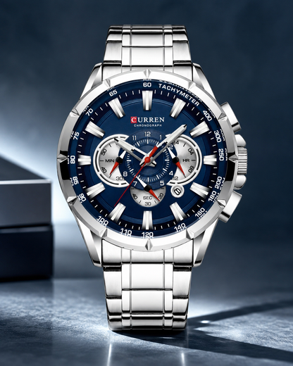 RELOJ CURREN 8363 PLATA AZUL CRONÓGRAFO