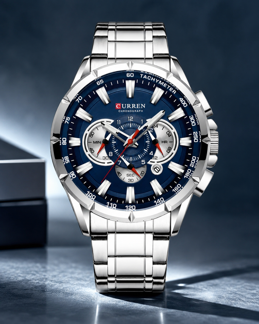 RELOJ CURREN 8363 PLATA AZUL CRONÓGRAFO