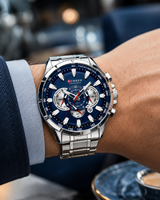 RELOJ CURREN 8363 PLATA AZUL CRONÓGRAFO