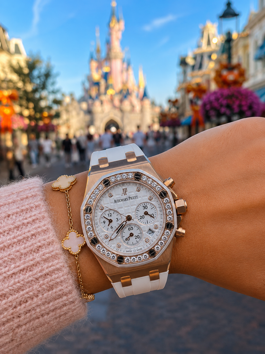 AUDEMARS PIGUET ROYAL OAK CHRONOGRAPH DAMA 37 MM ACERO – BISEL ENGASTADO CON CIRCONIAS
